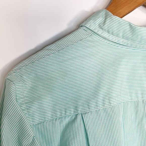 J. Crew Oversized Secret Wash Banker Stripe Button Down Shirt Green - Picture 11 of 13